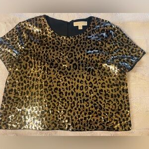 MICHEAL Micheal Kors cheetah sequins crop top size XL